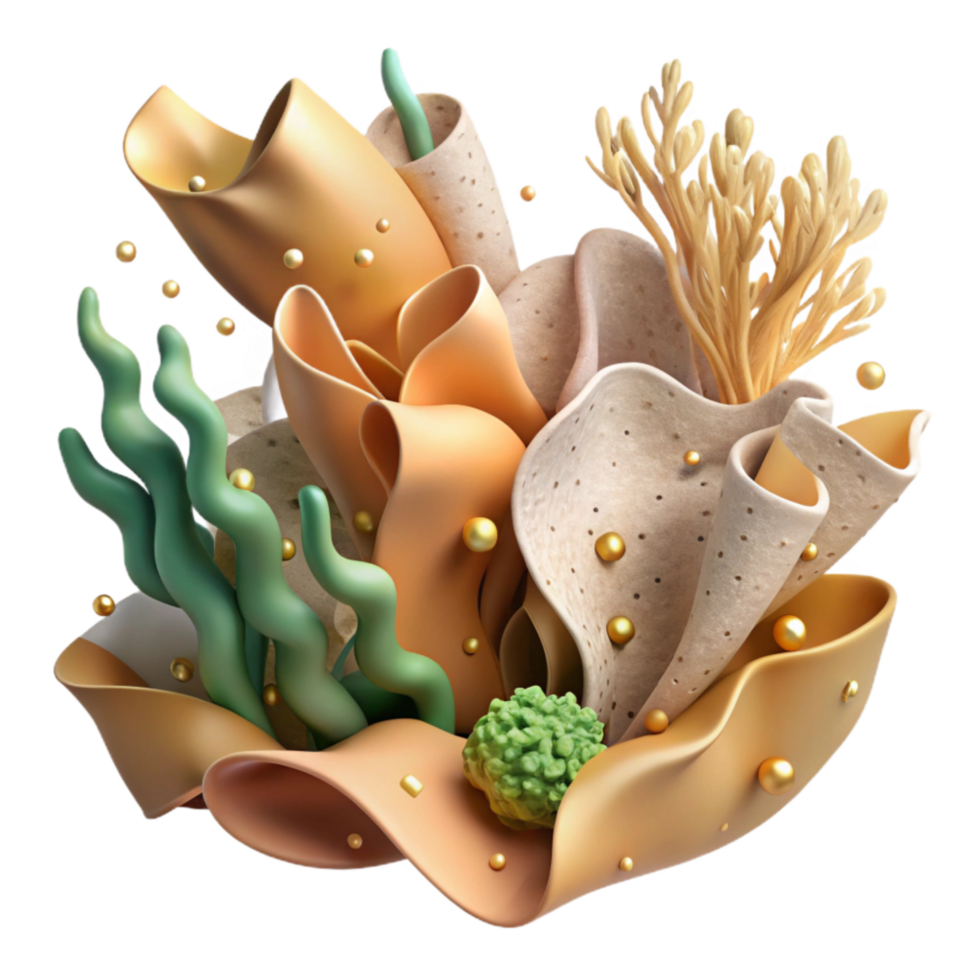dramatic abstract Realistic Illustration of Damaged Seaweed Transparent Background professional png