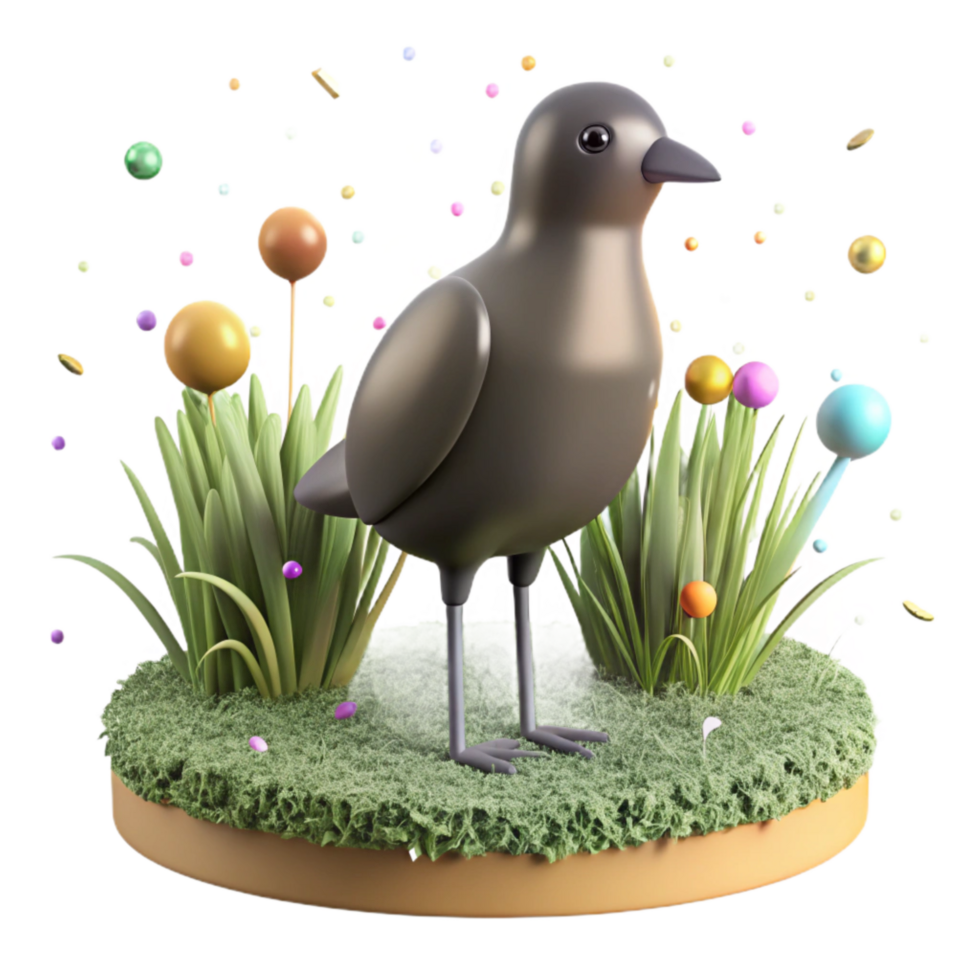 beautiful artistic Grassland Bird Silhouette Isolated on Transparent Background png