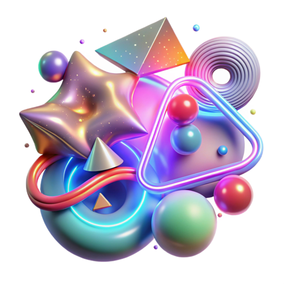 beautiful modern Glowing Neon Shapes Cutout Transparent Background high resolution png