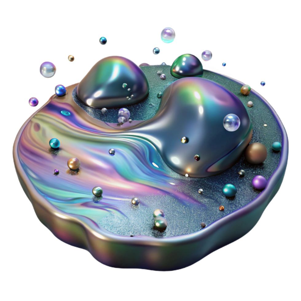 serene traditional Oil Slick on Water Surface Isolated Transparent Background Dark Blue Color png