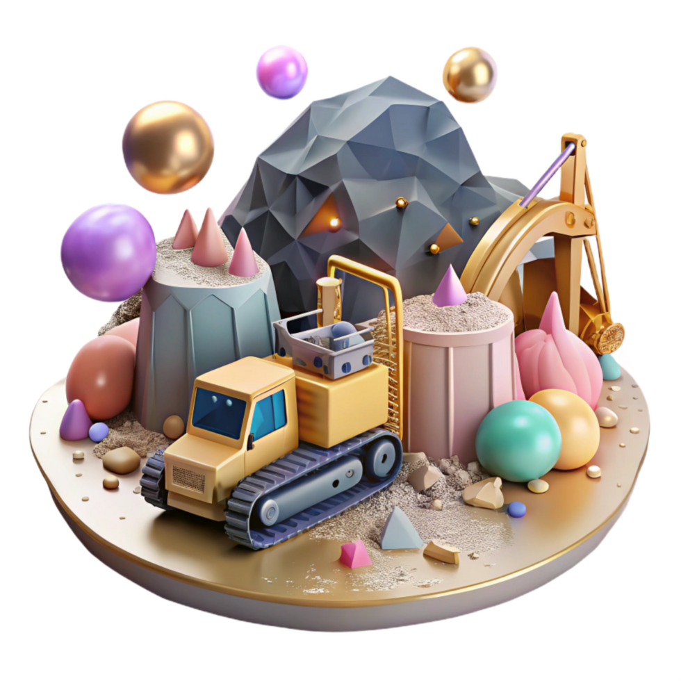 extraordinary abstract Heavy Machinery Mining Habitat Destruction Isolated Element Front View genuine png