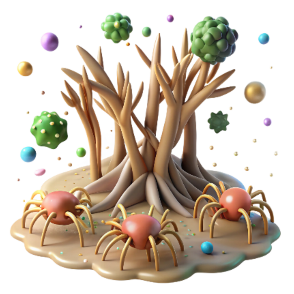 extraordinary artistic Mangrove Roots and Small Crabs Transparent Background high quality png