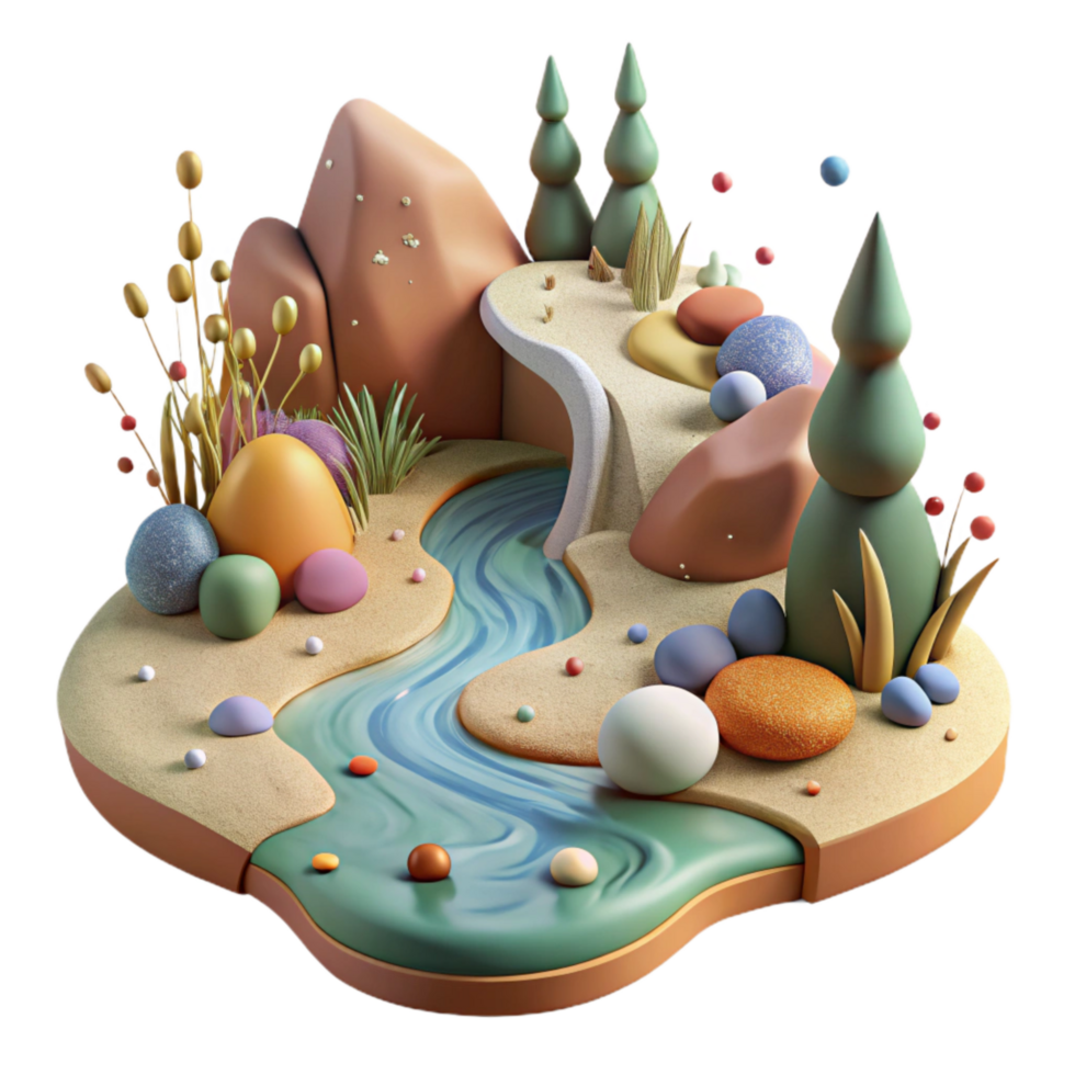 extraordinary classic Nature Scene with Quiet Stream Cutout professional png