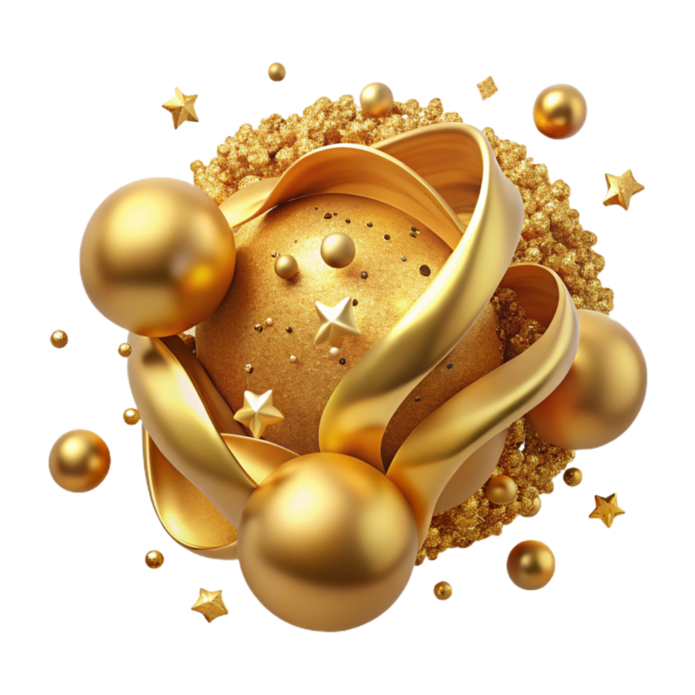 impressive vintage Gold Sparkle Embellishment on Transparent Background high resolution png