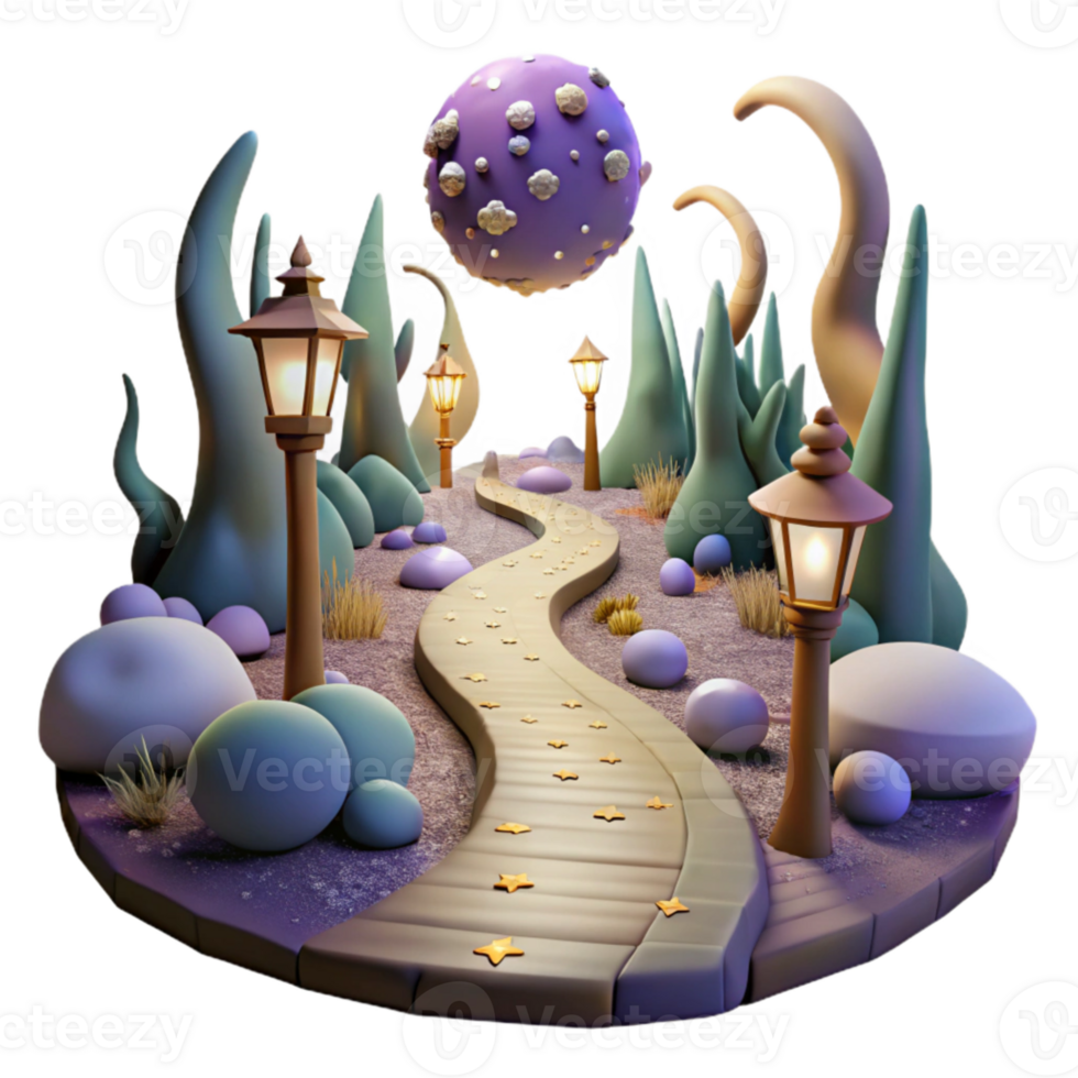 magnificent creative Moonlight Illuminating Forest Path Isolated on Transparent Background exclusive png