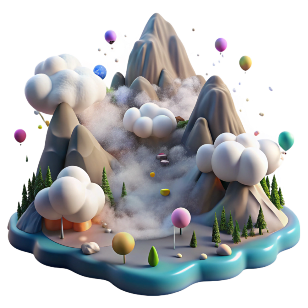 extraordinary abstract Mountain Valley with Fog Cutout with Atmospheric Haze high resolution png
