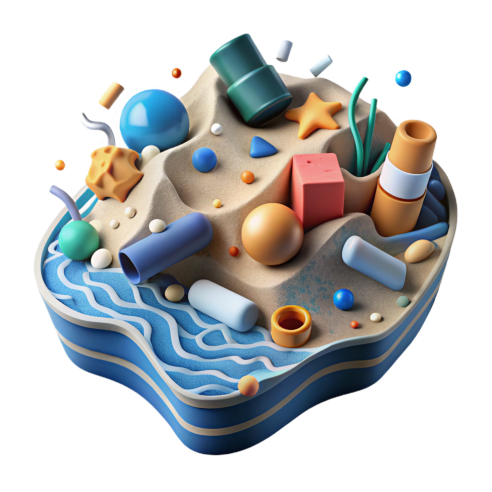 extraordinary creative Plastic Debris Polluting Ocean Surface Cutout Graphic png