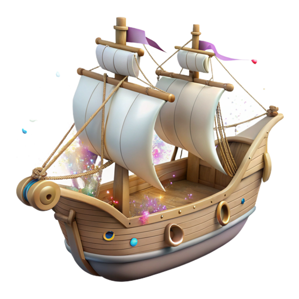 wonderful modern Illustrated Medieval Merchant Ship Transparent Background genuine png
