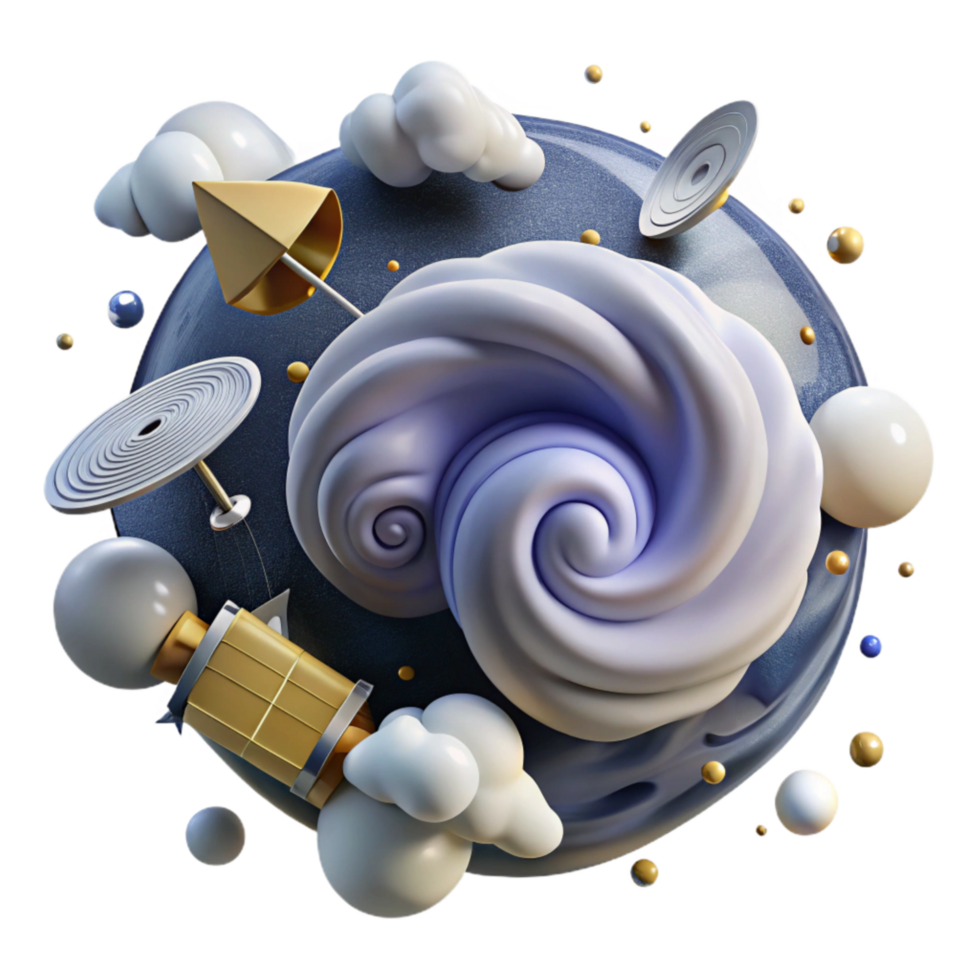 dramatic contemporary Hurricane Satellite Image with Swirling Clouds Cutout professional png