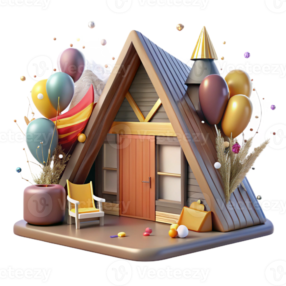 stunning modern Mountain Cabin Cutout with Warm Interior Lighting premium png