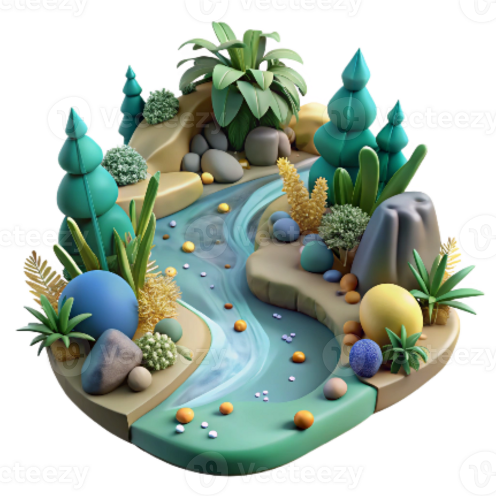 extraordinary artistic Rainforest Stream Cutout with Clear Water professional png
