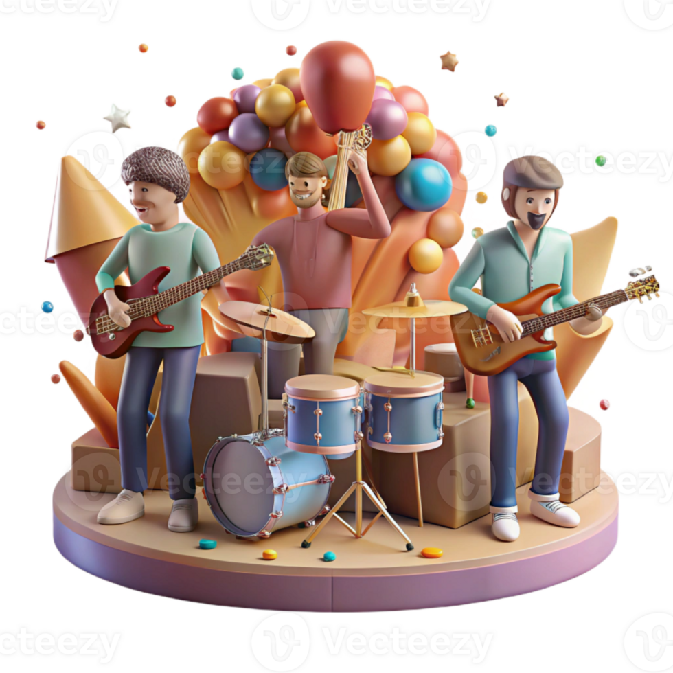 stunning traditional Music Band Playing at Community Festival Cutout detailed png