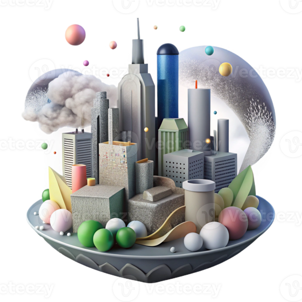 magnificent contemporary Pollution Haze Over City Skyline Transparent Background authentic png