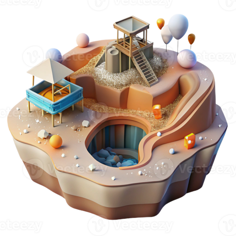 impressive abstract Open Pit Mine Landscape Scar Cutout Aerial Viewpoint professional png