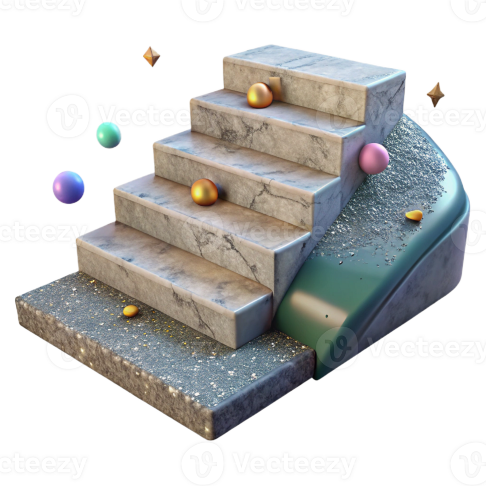 wonderful minimalist Old Stone Steps Transparent Background with Worn Surface genuine png