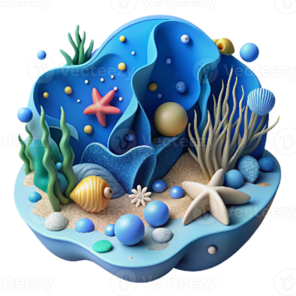 magnificent abstract Ocean Biodiversity Cutout with Blue Gradient professional png