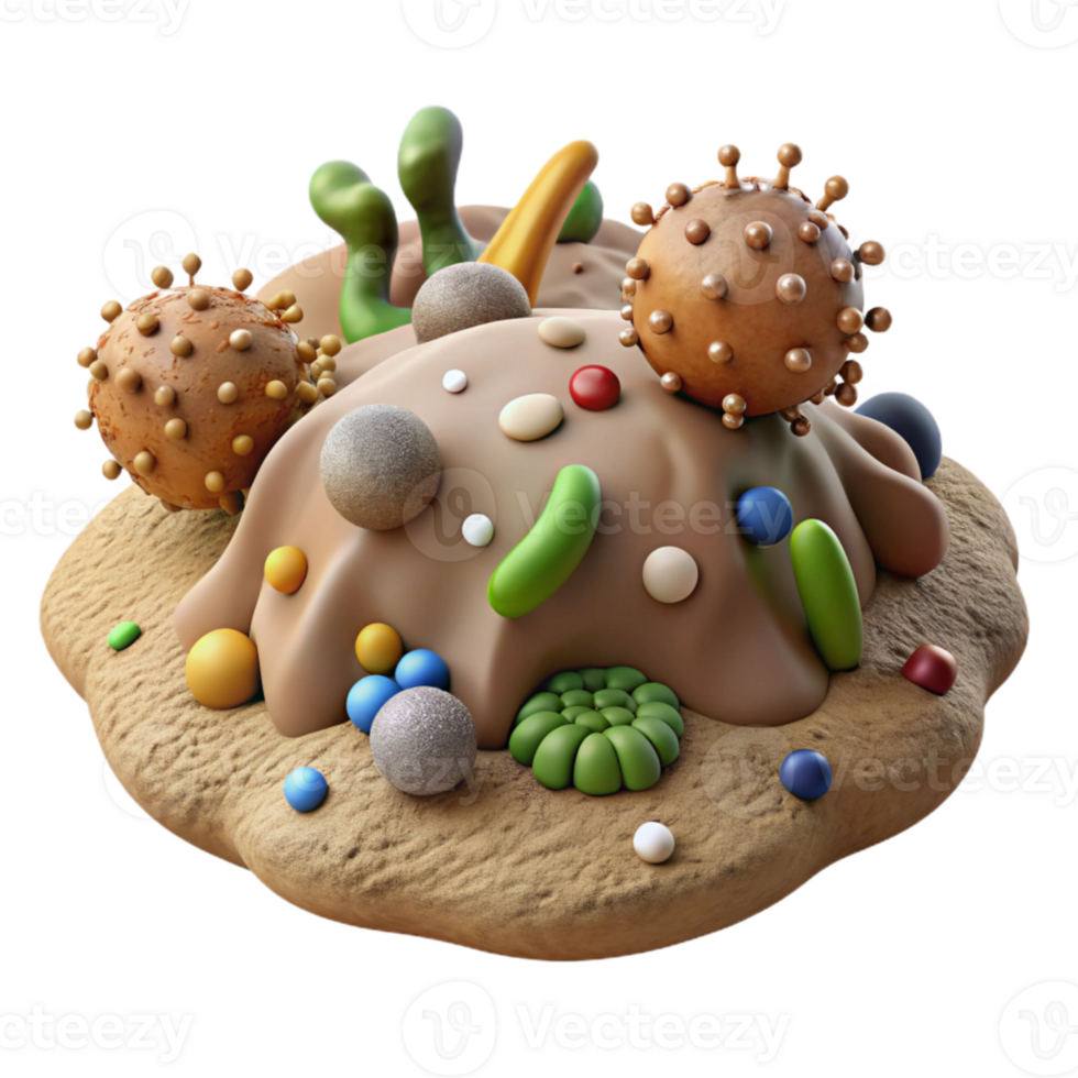 magnificent classic Healthy Soil Microbes Isolated Transparent Background with Magnification detailed png