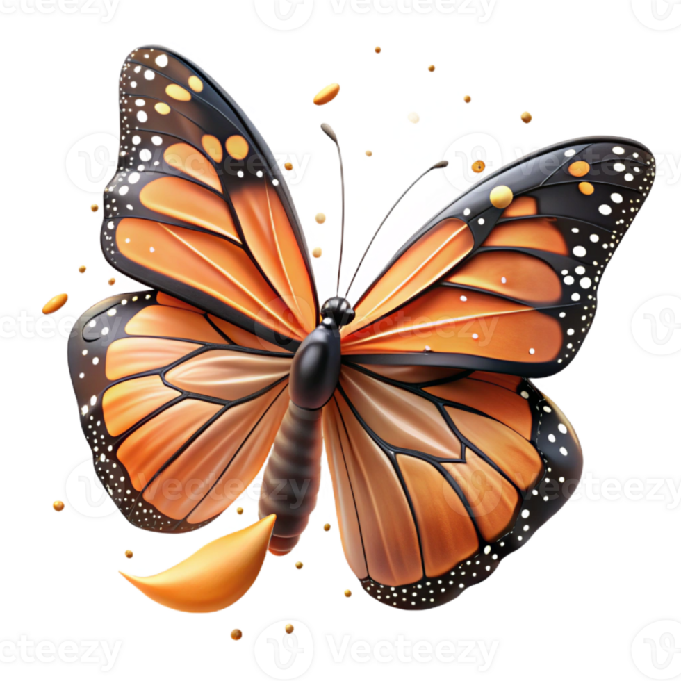 vibrant artistic Monarch Butterfly Migration Close Up Isolated Wing Pattern Detail high quality png