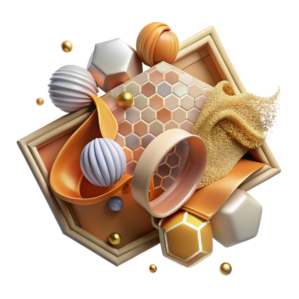 dramatic creative Honeycomb Texture Close Up Transparent Background high quality png