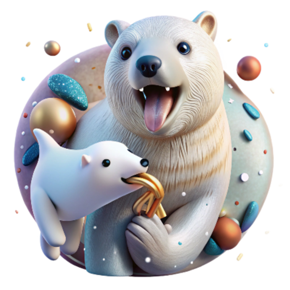 vibrant classic Polar Bear with Seal in Mouth Isolated Illustration Hunting Scene original png