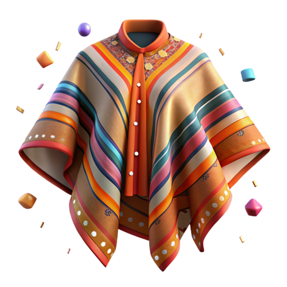 beautiful rustic Peruvian Poncho with Intricate Patterns Isolated high quality png