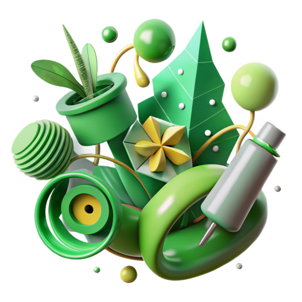 stunning minimalist Green Energy Symbols Collage Isolated high resolution png