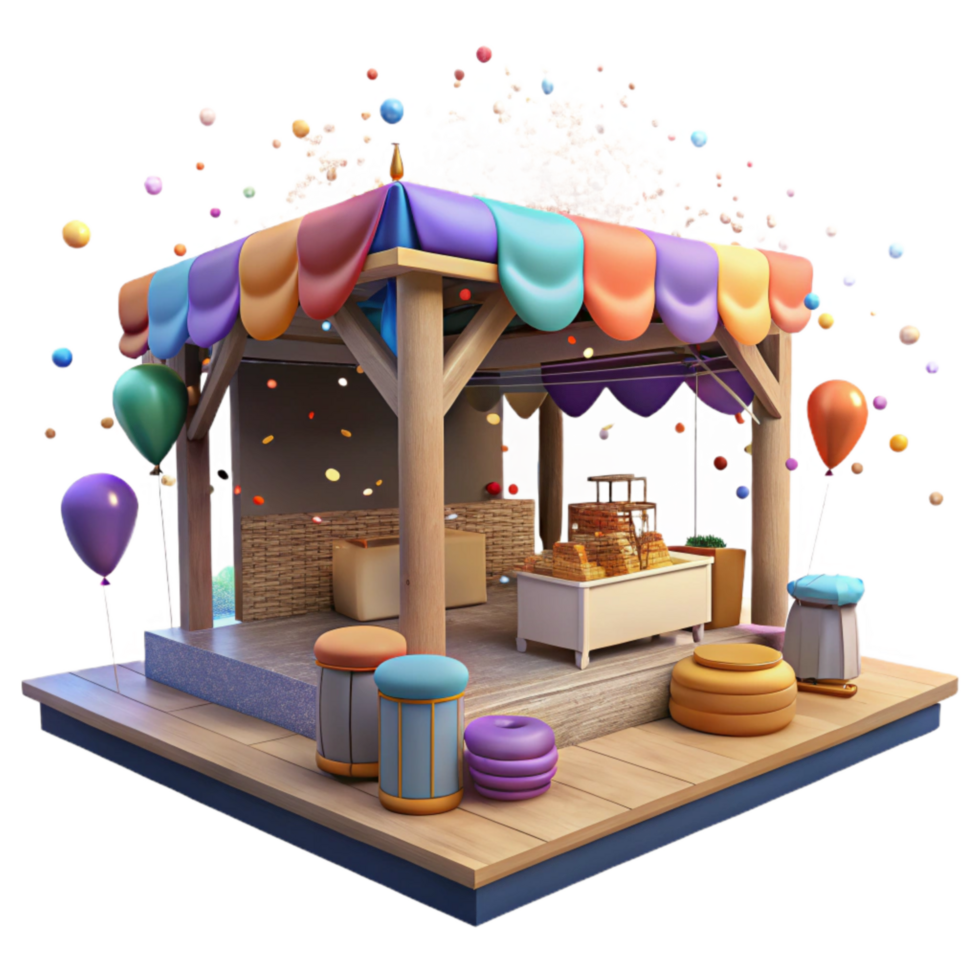 elegant artistic Outdoor Market in City Square Isolated Element high quality png