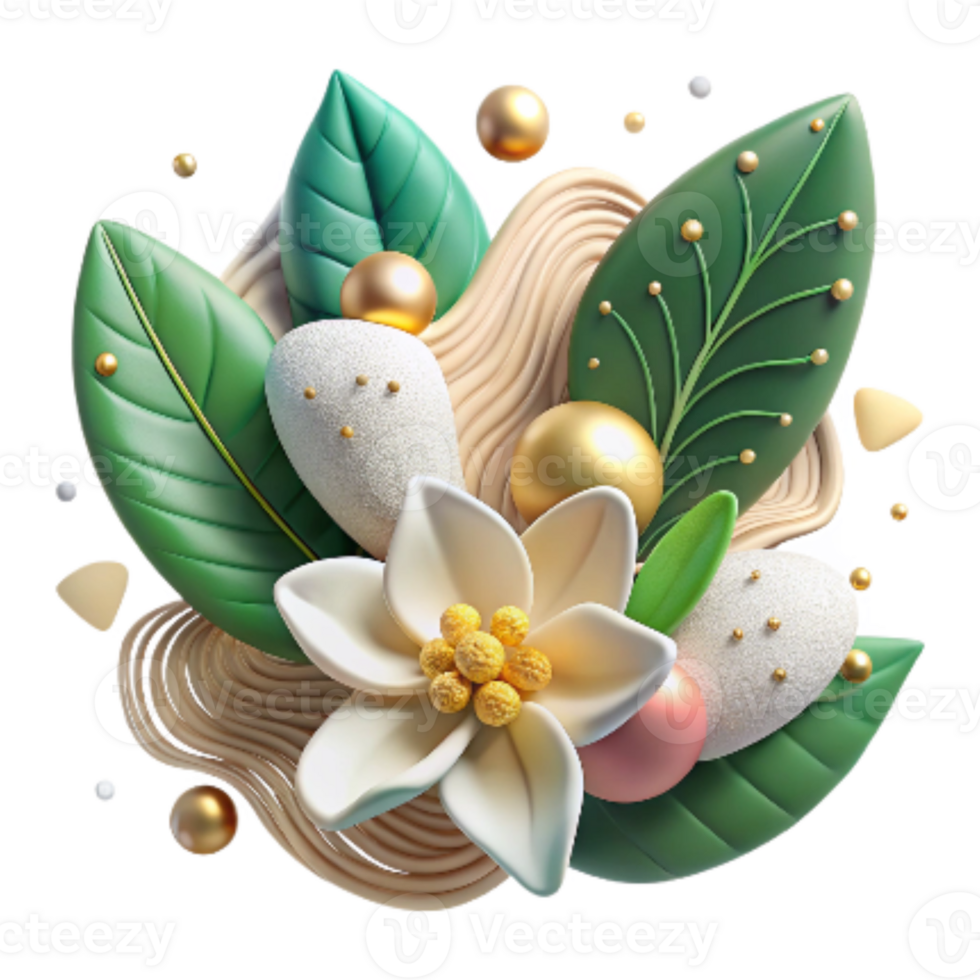 vibrant classic Mangrove Leaves and Flowers Isolated Element Transparent Background premium png