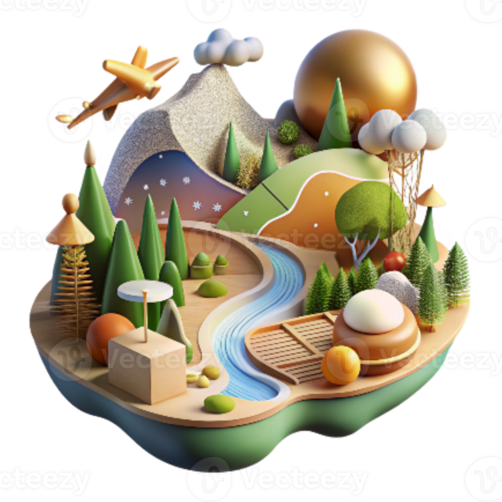 vibrant creative Integrated Landscape Management and Wildlife Transparent Background Farm and Forest professional png