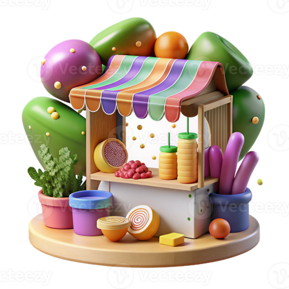 extraordinary creative Organic Food Market Transparent Background Vibrant Colors professional png