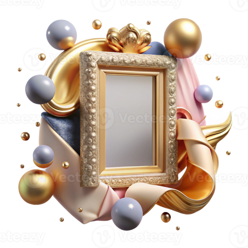 extraordinary classic Historical Painting Frame Transparent Background with Gold Detail high resolution png