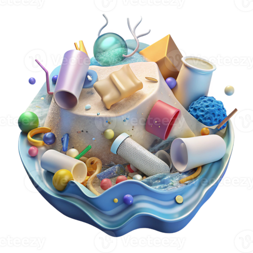 beautiful minimalist Plastic Waste Contaminating Ocean Water Transparent Background professional png