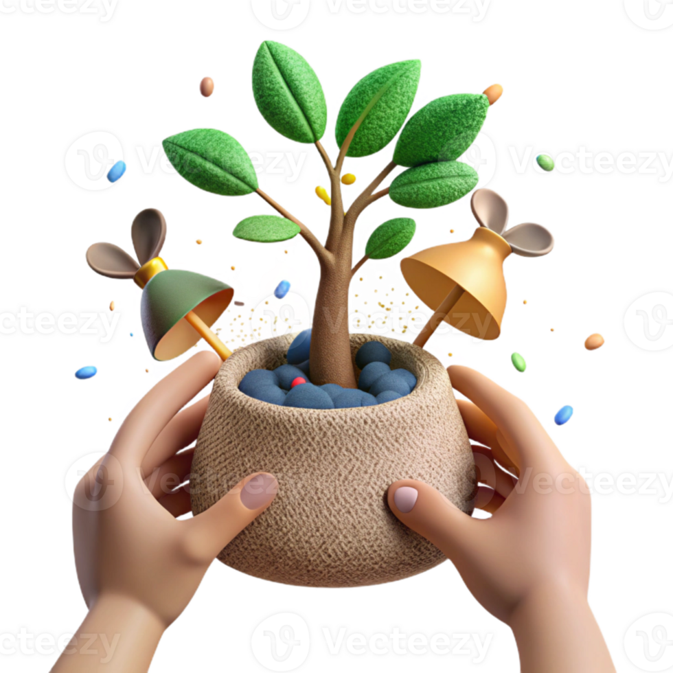 elegant minimalist Hands Planting Tree Sapling Cutout genuine png