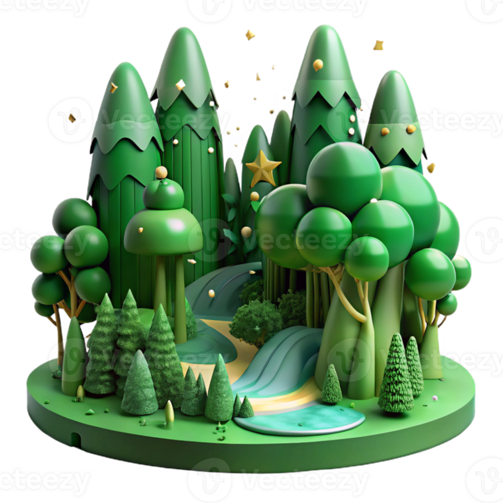extraordinary classic Green Forest Panorama Cutout with Dark Green Shades detailed png