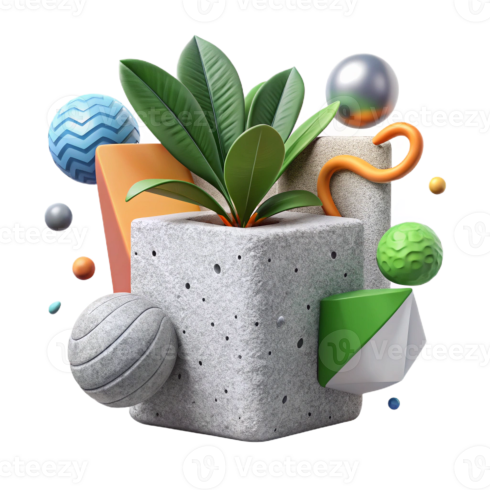 impressive minimalist Plant Growing Through Concrete Cutout authentic png