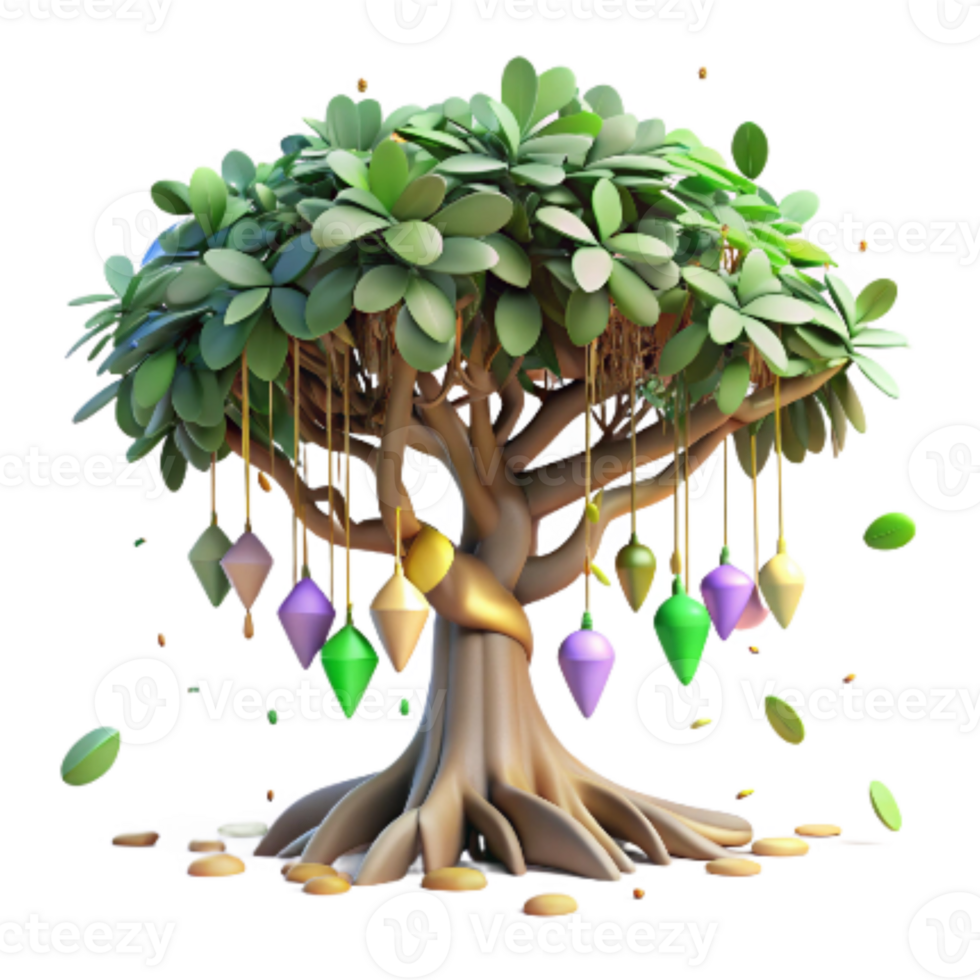 magnificent traditional Mangrove Tree with Hanging Roots Isolated Side Angle exclusive png