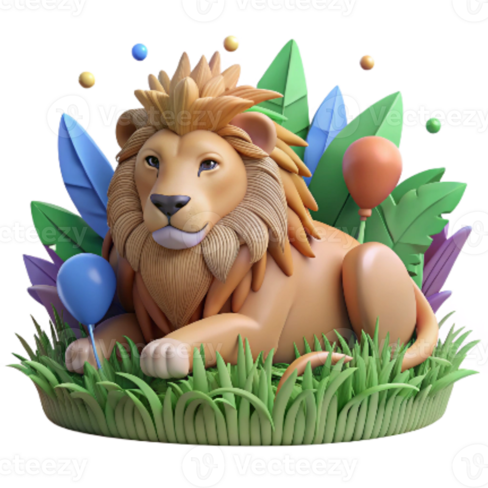 extraordinary creative Lion Resting in Grass Cutout premium png