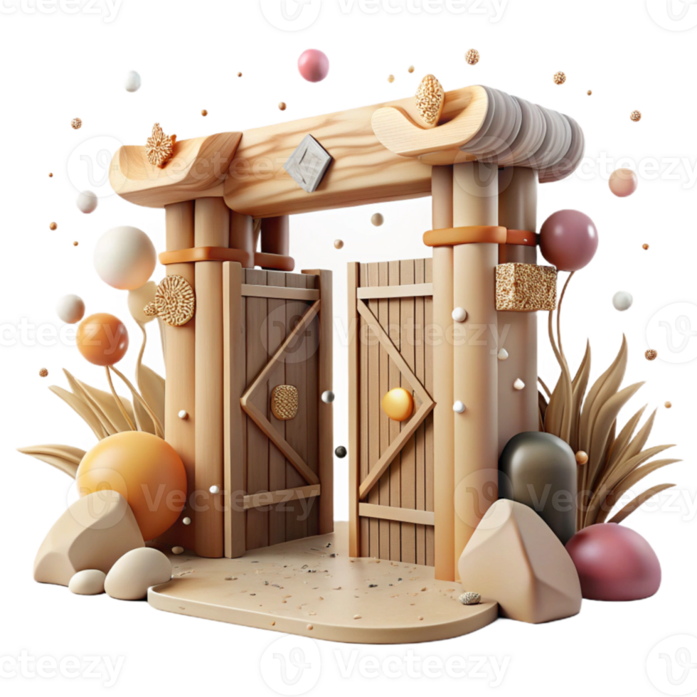 extraordinary traditional Nature Reserve Entrance Gate Wooden Transparent Element authentic png