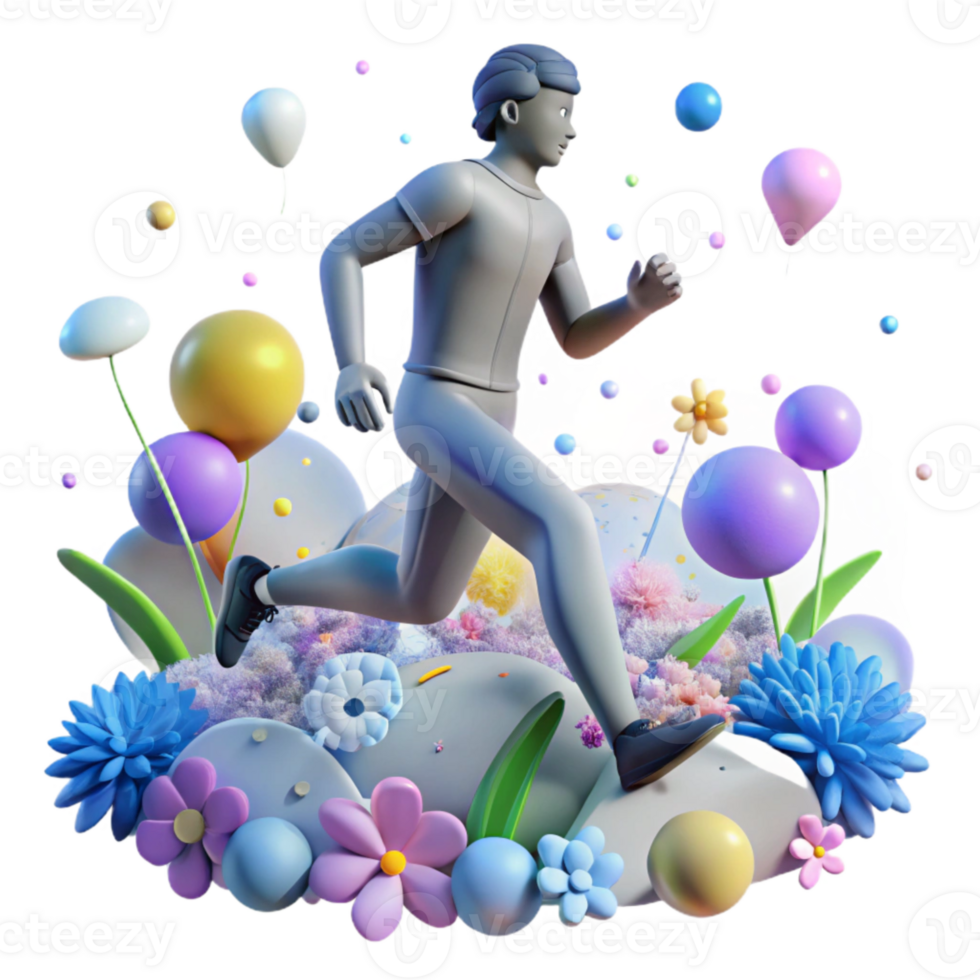 dramatic contemporary Person Running Through Field of Flowers Silhouette Cutout high quality png