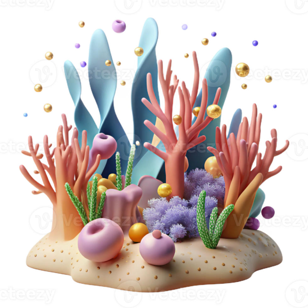 wonderful traditional Invasive Seaweed on Coral Reef Underwater Shot Transparent Background high quality png