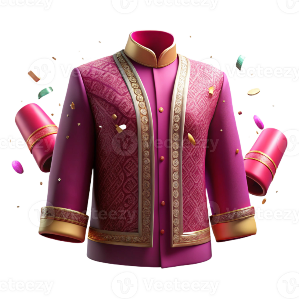 extraordinary contemporary Magenta Filipino Barong Tagalog with Embroidered Details Transparent Background authentic png