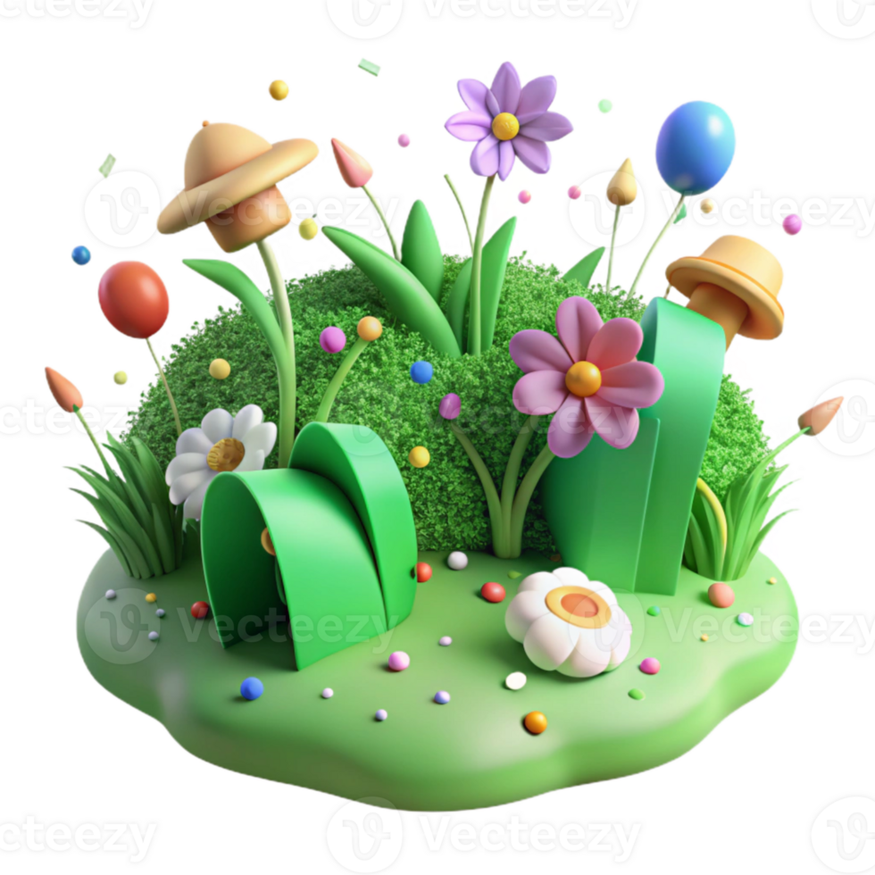 extraordinary creative Green Meadow with Wildflowers Transparent Background original png