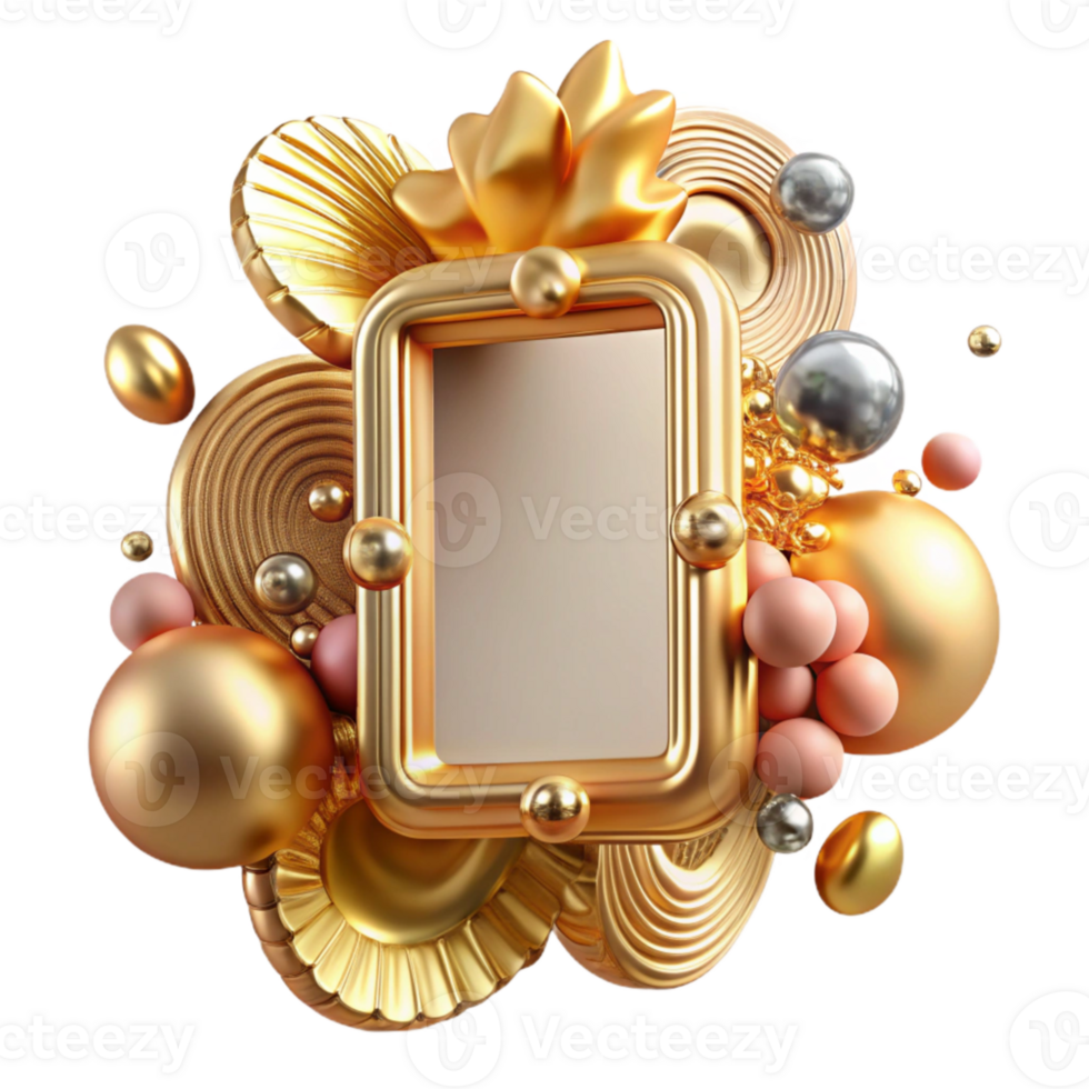 magnificent creative Golden Frame Cutout with Ornate Detail authentic png