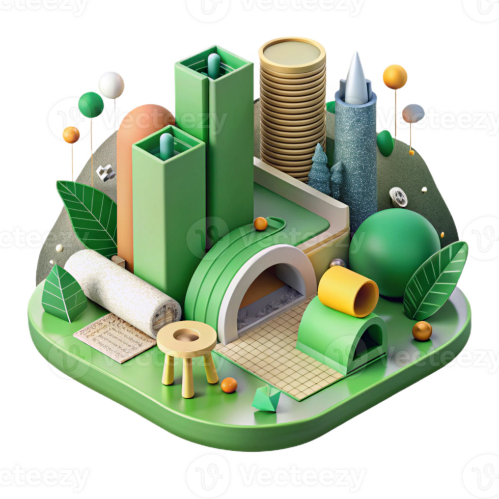 magnificent modern Green Infrastructure Development Illustration Isolated Element original png