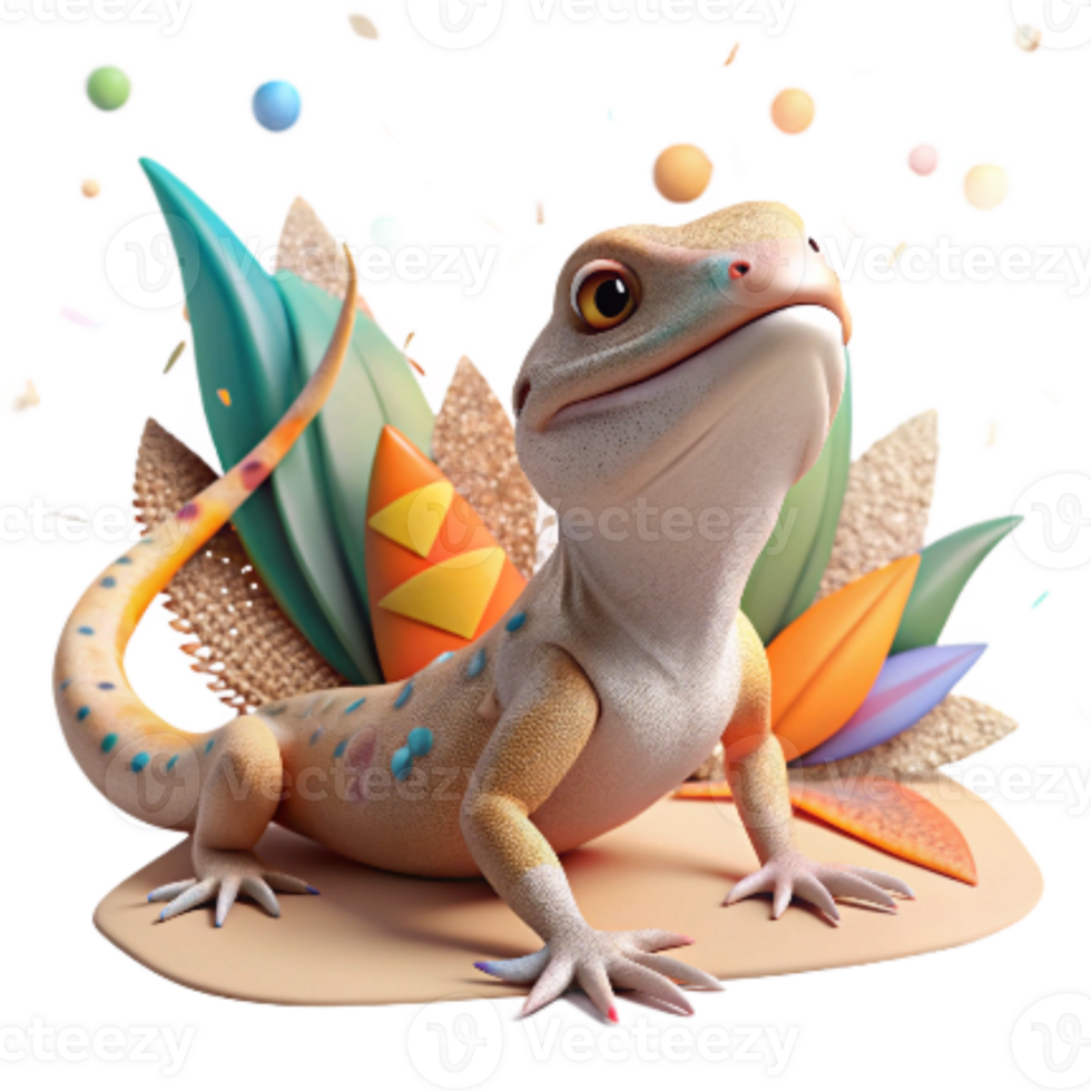serene abstract Native Lizard Basking in Sun Cutout Background original png