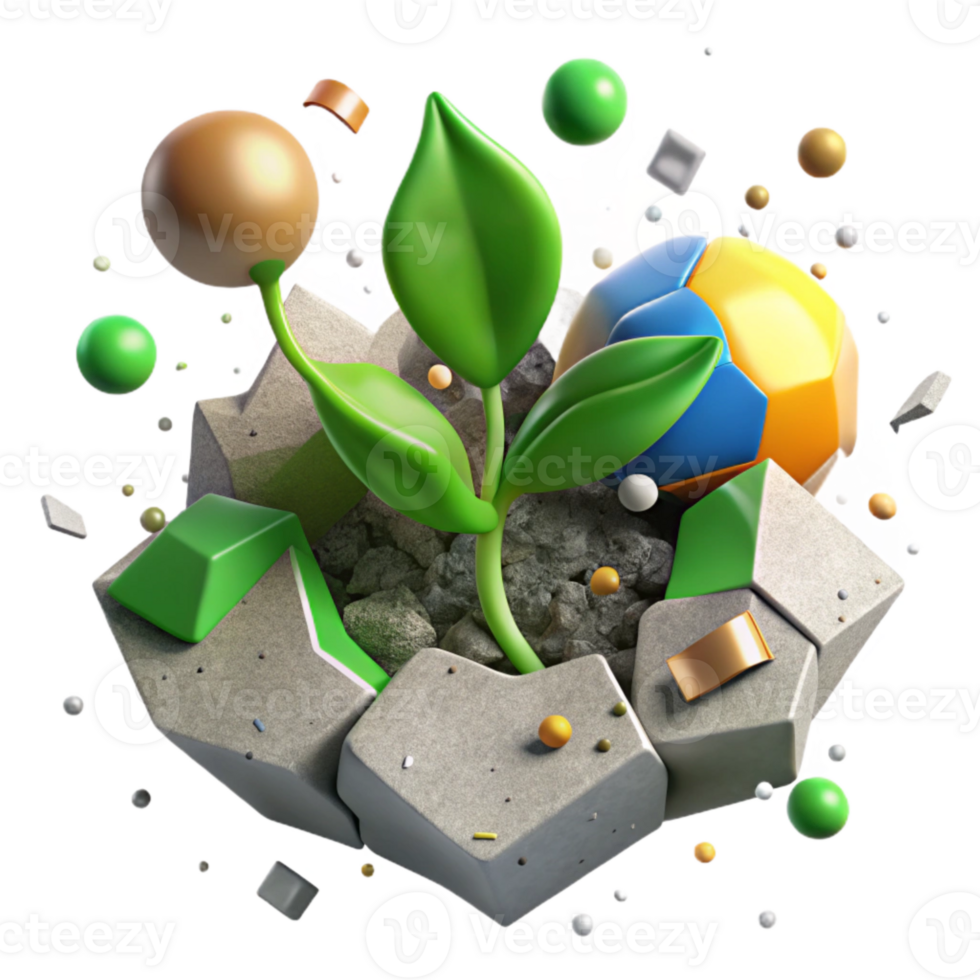 dramatic artistic Green Sprout Breaking Through Concrete original png