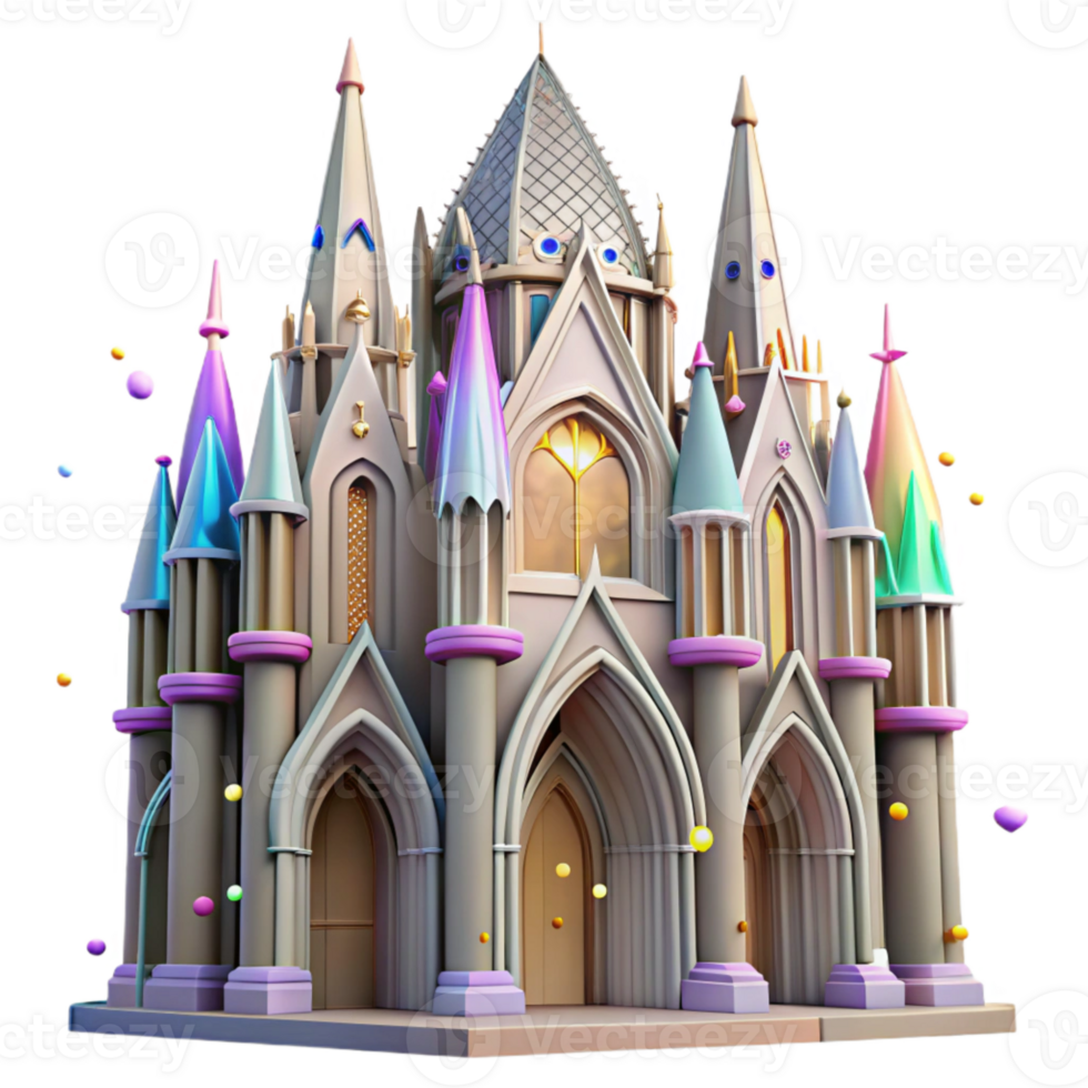 impressive modern Gothic Cathedral Isolated with Pointed Arches high resolution png