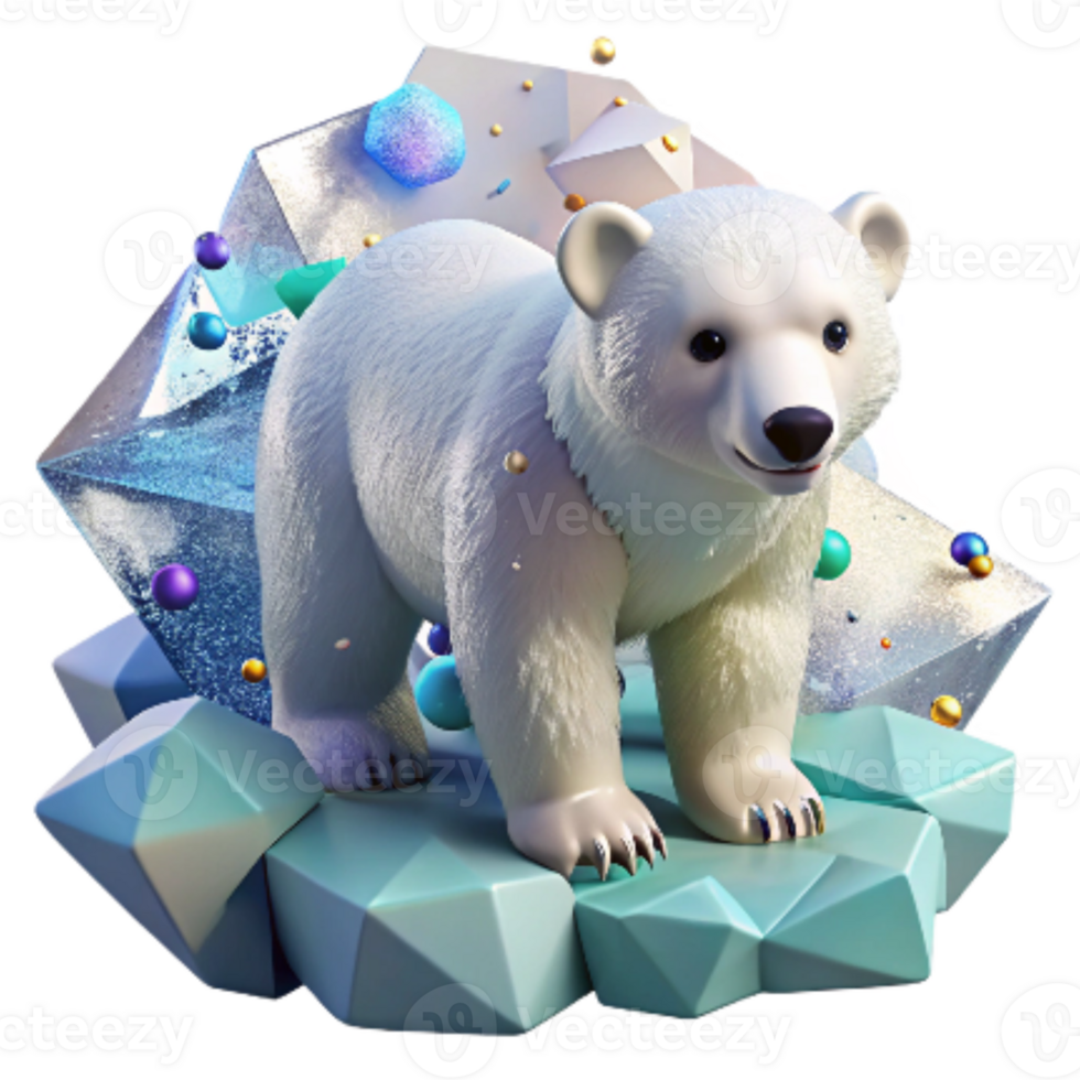 magnificent traditional Polar Bear Cub Playing in Snow Isolated Element premium png