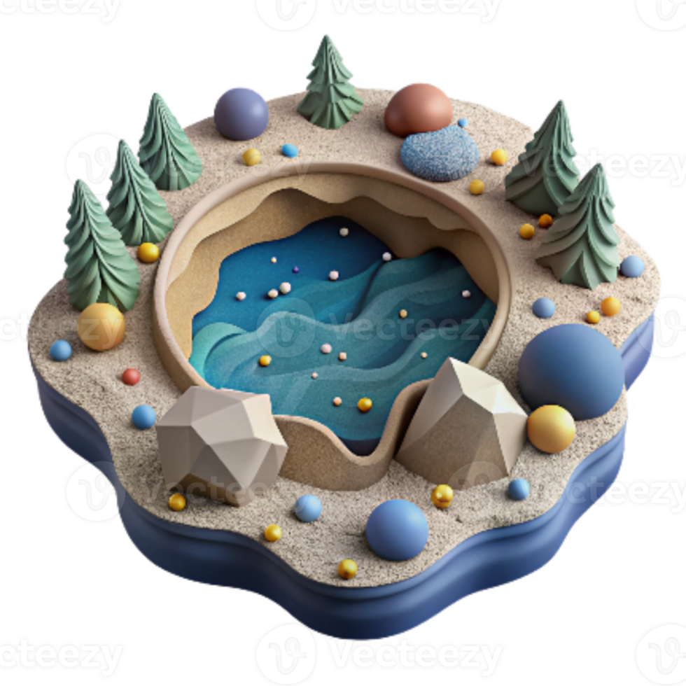 stunning modern Lake Ecosystem Cutout Isolated Top Down Perspective genuine png