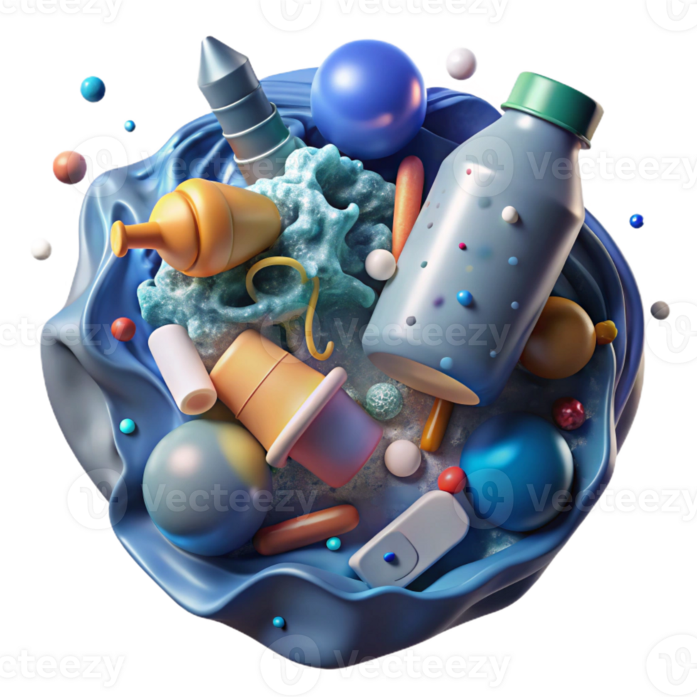 extraordinary abstract Ocean Plastic Pollution Close Up Transparent Background detailed png